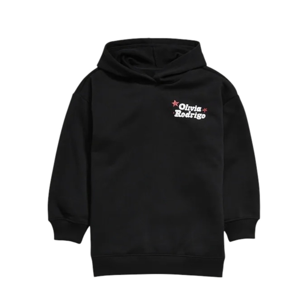 Old Navy Olivia Rodrigo So American Graphic Black Hoodie Girls M/8 Guts Tour NWT